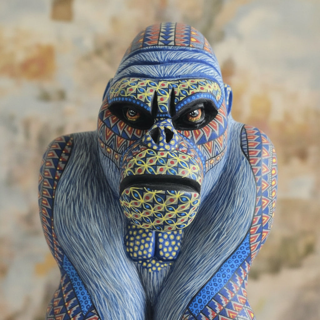 Gorila Alebrije De Oaxaca Pintado A Mano 24 Cm
