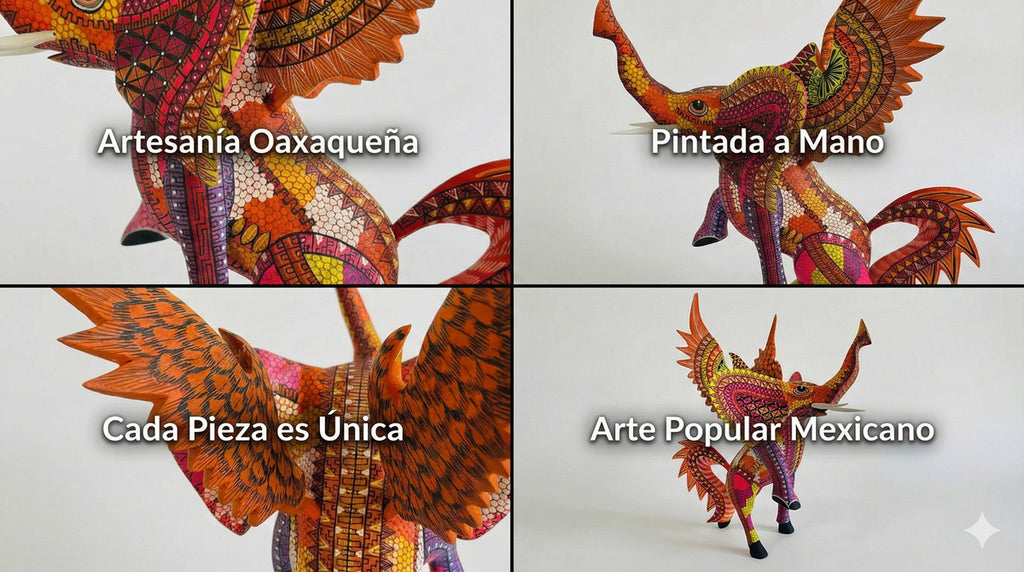 Alebrije Elefante Alado Oaxaca Multicolor 32cm