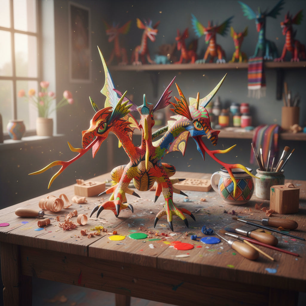 Dragon 3 Cabezas Alebrije Oaxaca Grande 31cm
