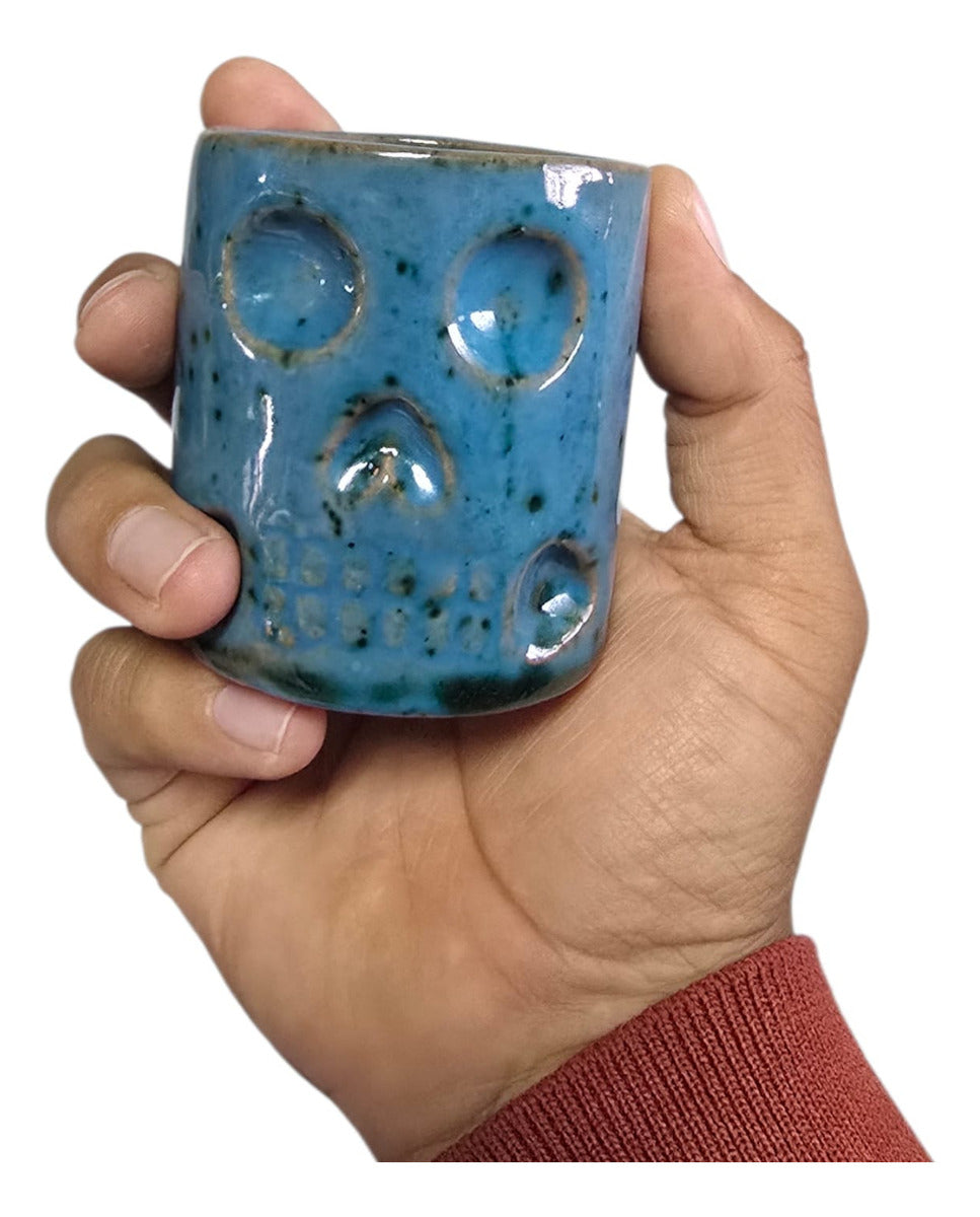 Mezcalero Tequilero Calavera Barro Atzompa Oaxaca Vidriado