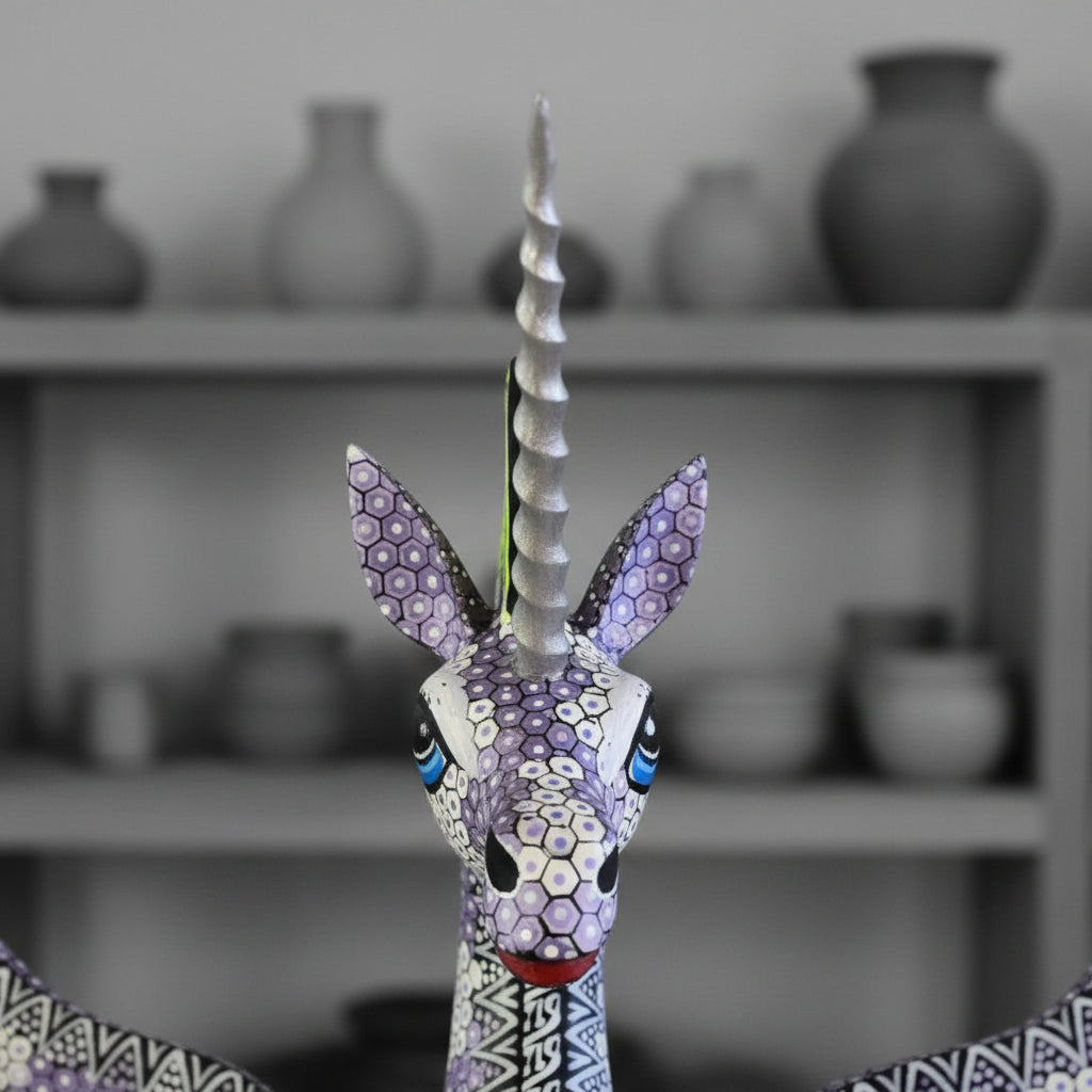 Unicornio Alado Alebrije Oaxaca Tallado 31cm