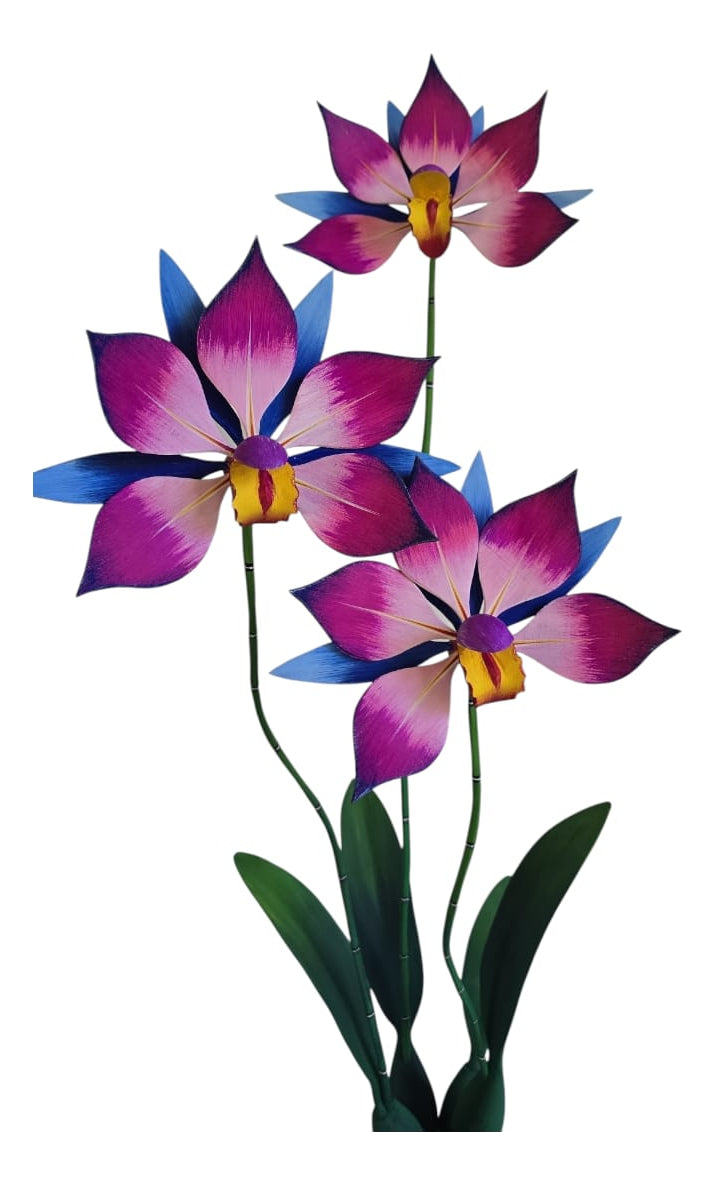 Flor Orquídea Madera Copal Oaxaca Artesanal 82cm