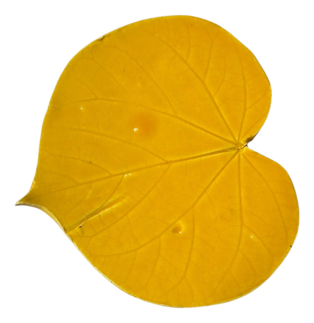 Plato Hoja Tulipán Chico Barro Atzompa Oaxaca Amarillo 15cm