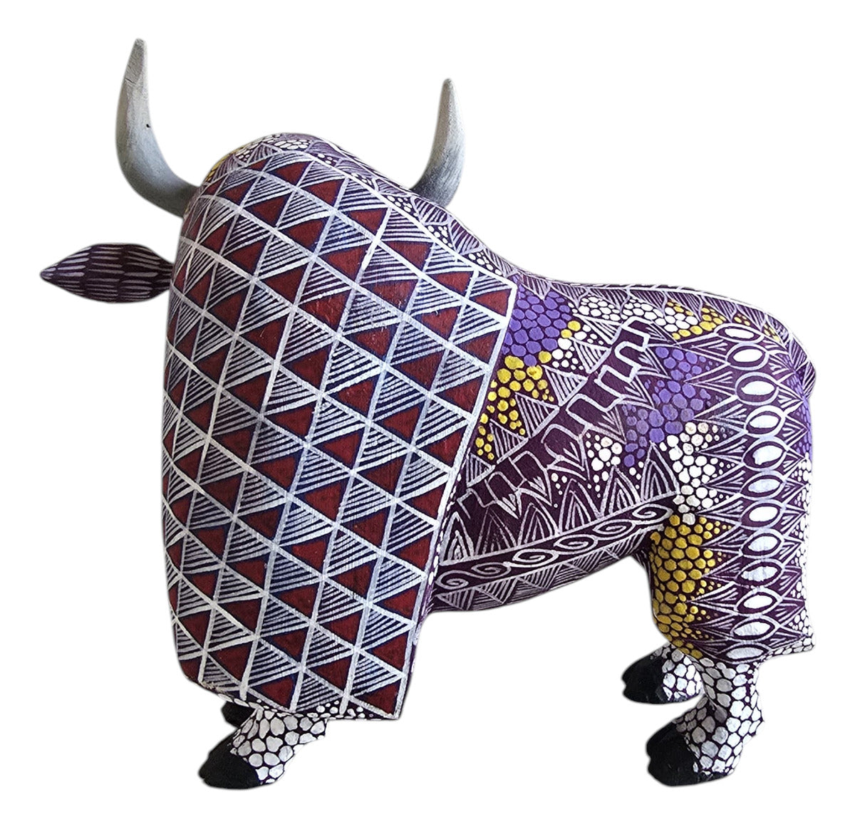 Toro Alebrije De Oaxaca Pintado A Mano 12 Cm