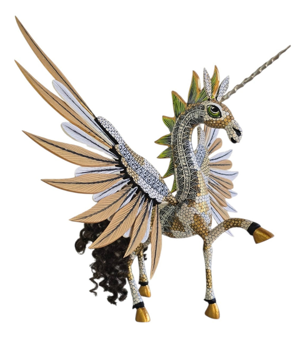 Unicornio Alado Alebrije Oaxaca Tallado 31cm