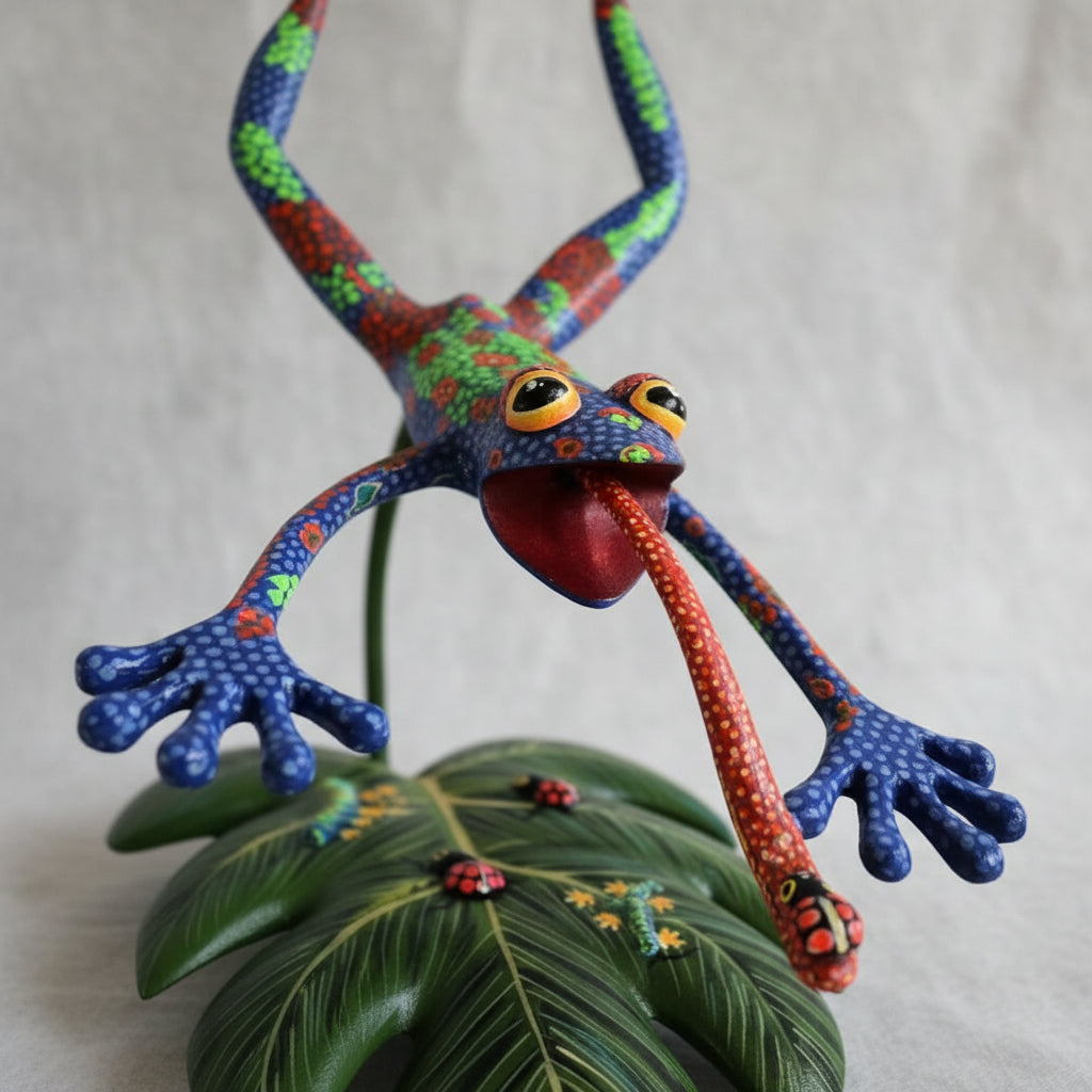 Alebrije Rana Sobre Hoja Oaxaca 27cm