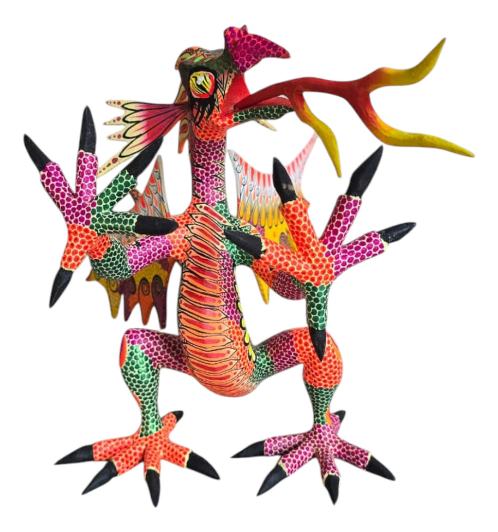 Dragon Alebrije De Oaxaca Pintado A Mano 25 Cm