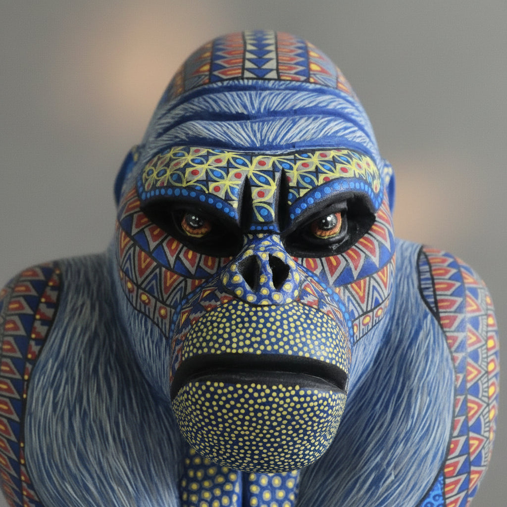Gorila Alebrije De Oaxaca Pintado A Mano 24 Cm