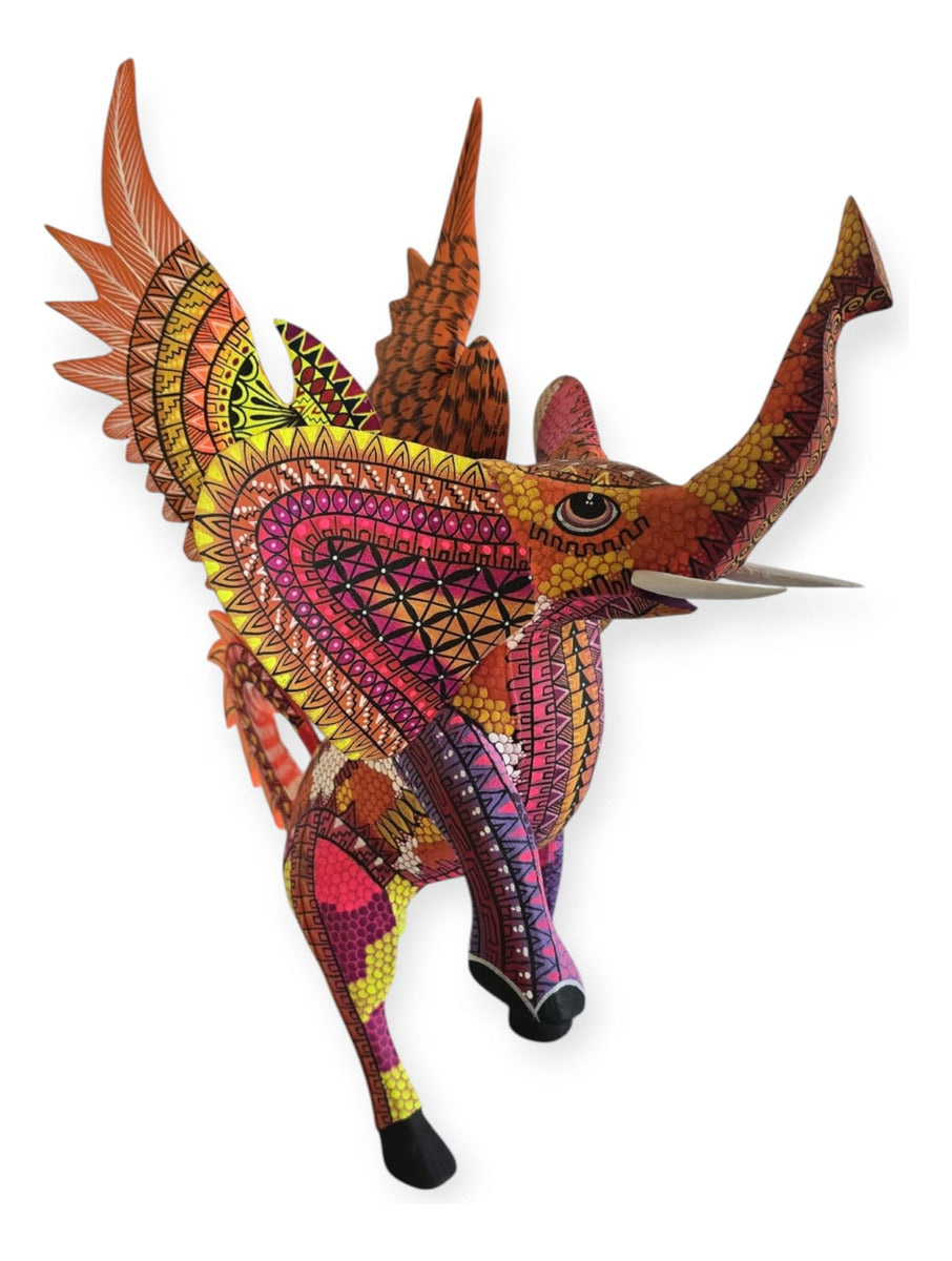 Alebrije Elefante Alado Oaxaca Multicolor 32cm