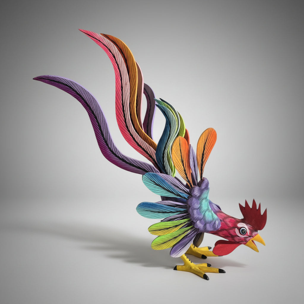Gallo Alebrije De Oaxaca Pintado A Mano 27 Cm