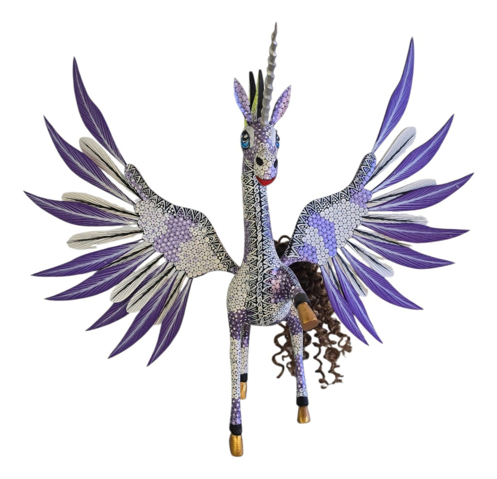 Unicornio Alado Alebrije Oaxaca Tallado 31cm