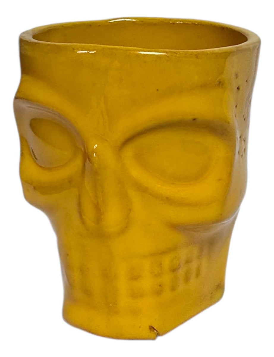 Taza Calavera Barro De Atzompa Oaxaca Vidriado Manual 200ml