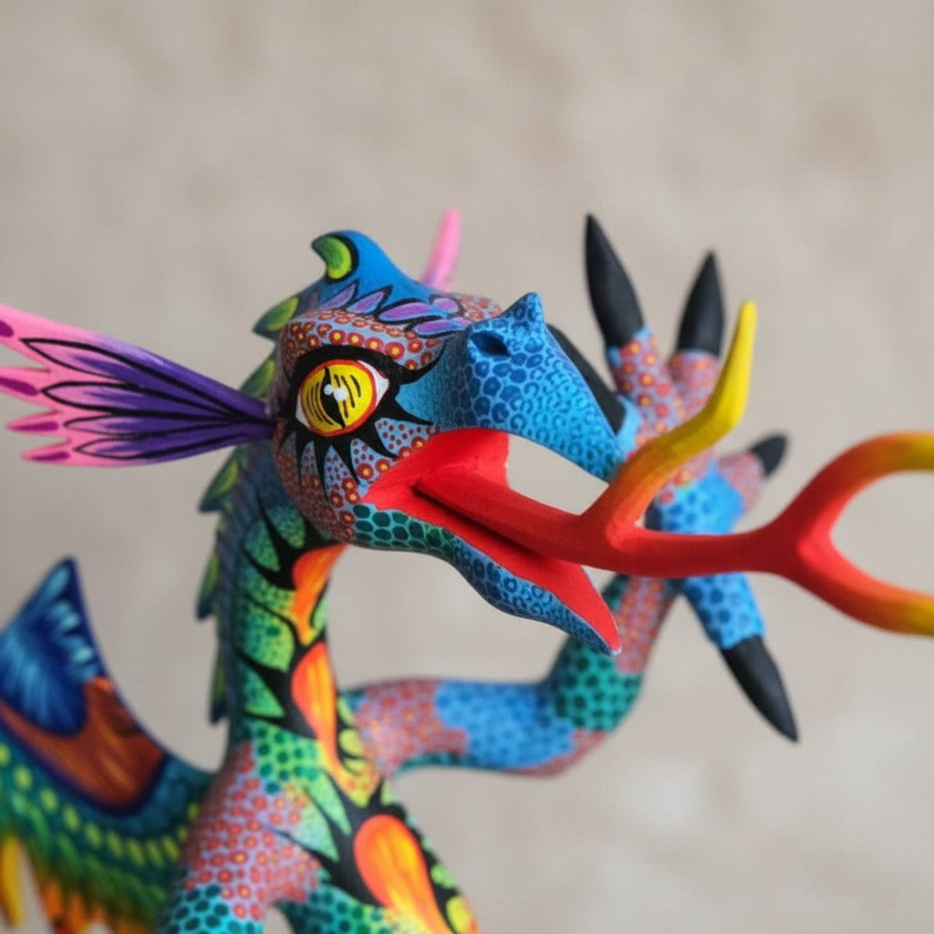 Dragon Alebrije De Oaxaca Pintado A Mano 25 Cm