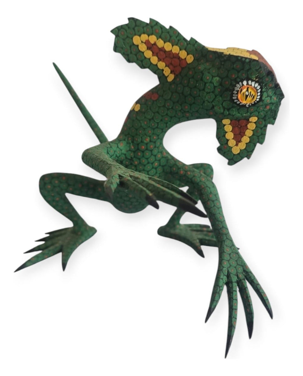Alebrije Iguana Oaxaca Blanco Negro 24cm