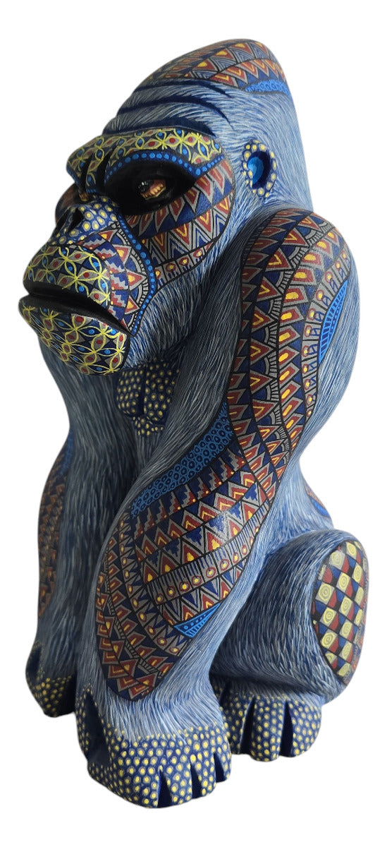Gorila Alebrije De Oaxaca Pintado A Mano 24 Cm