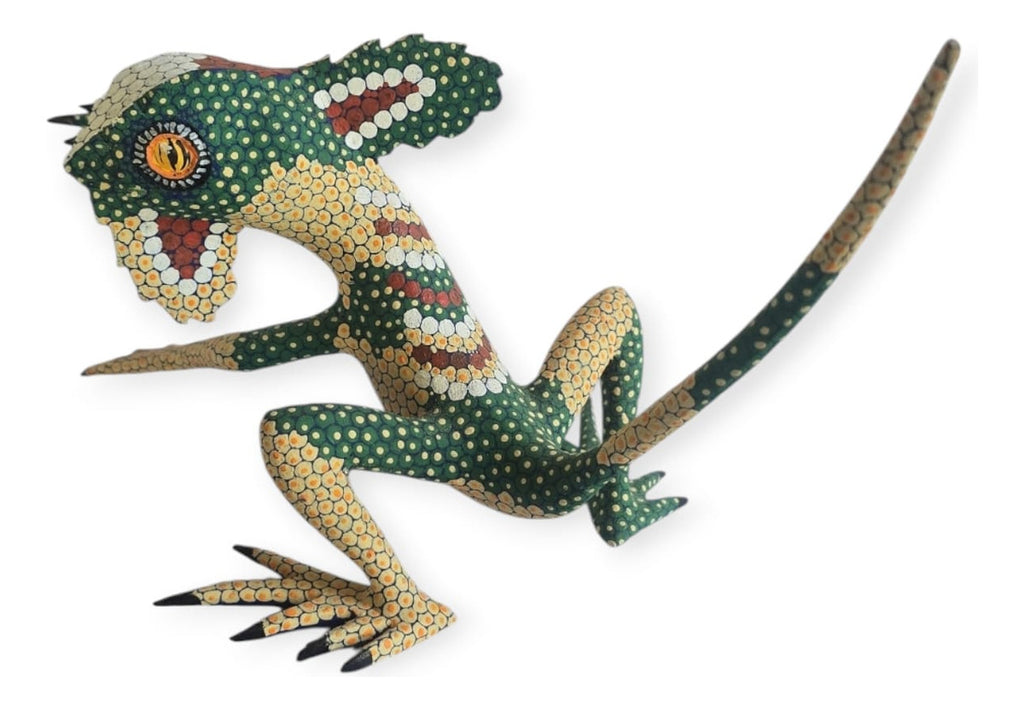 Alebrije Iguana Oaxaca Blanco Negro 24cm