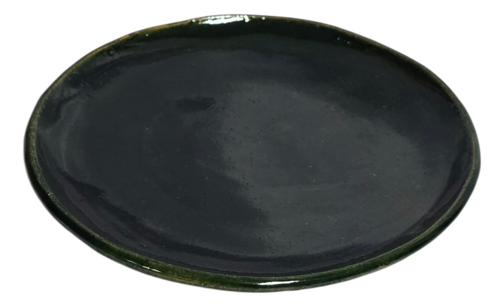 Plato Ensalada Barro De Atzompa Oaxaca Vidriado Verde 22cm