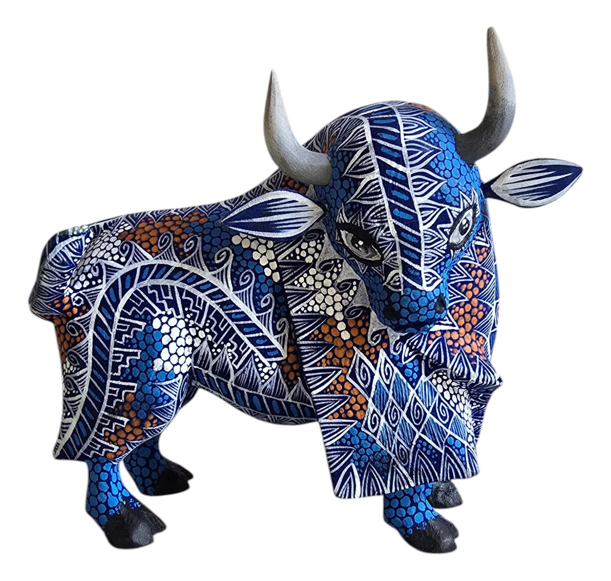 Toro Alebrije De Oaxaca Pintado A Mano 12 Cm
