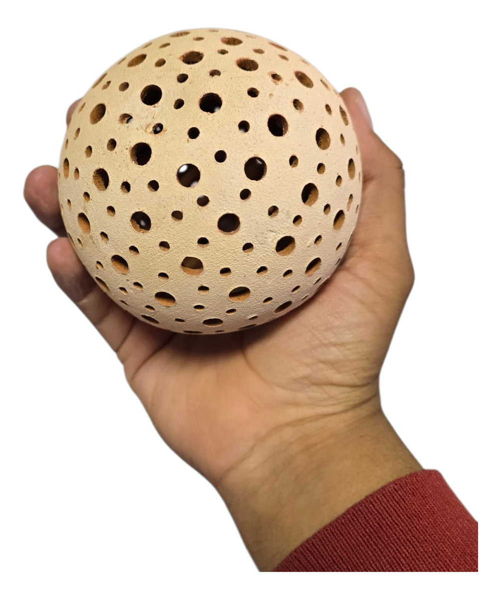 Portavela Esférica Barro Atzompa Oaxaca Calado Manual 10cm