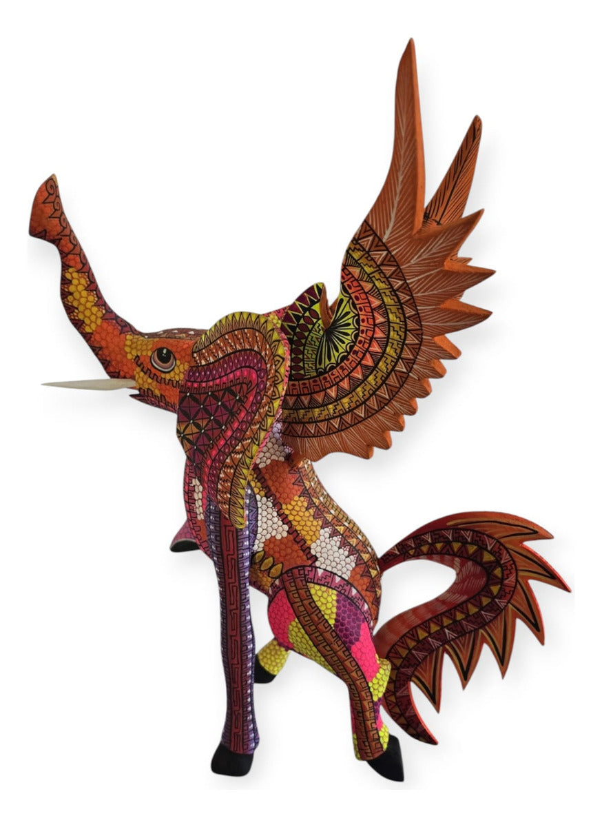 Alebrije Elefante Alado Oaxaca Multicolor 32cm