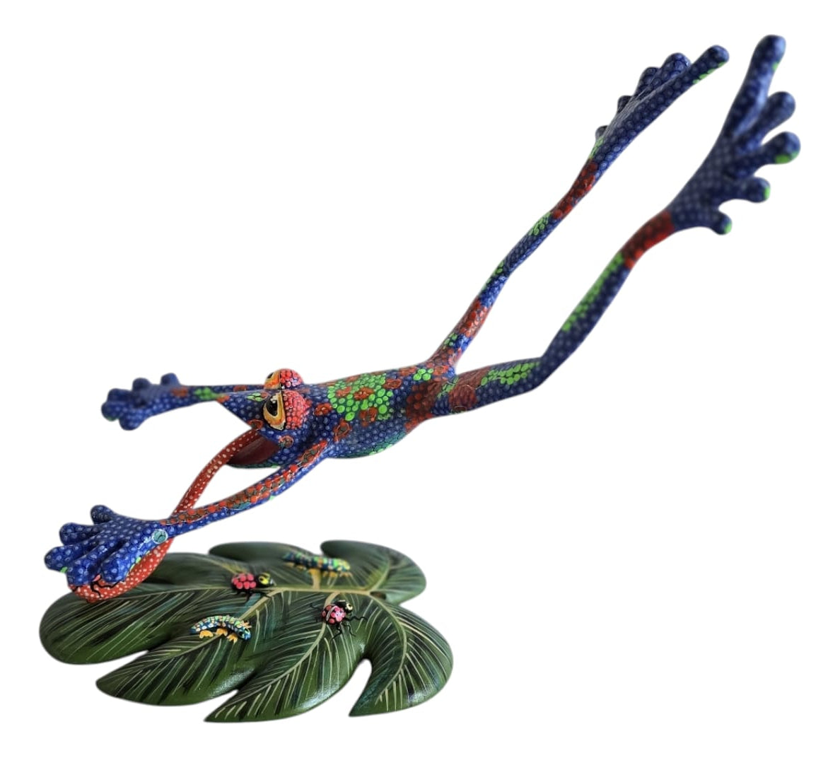 Alebrije Rana Sobre Hoja Oaxaca 27cm