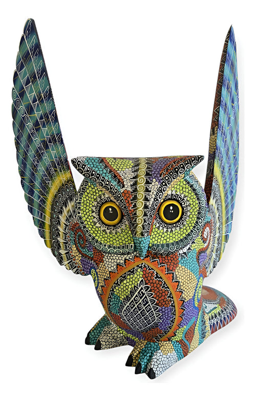 Alebrije Búho Oaxaca Alas Extendidas 37cm