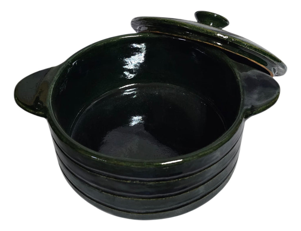 Olla Barro Atzompa Oaxaca Anillada Con Tapa 2 Litro 16cm