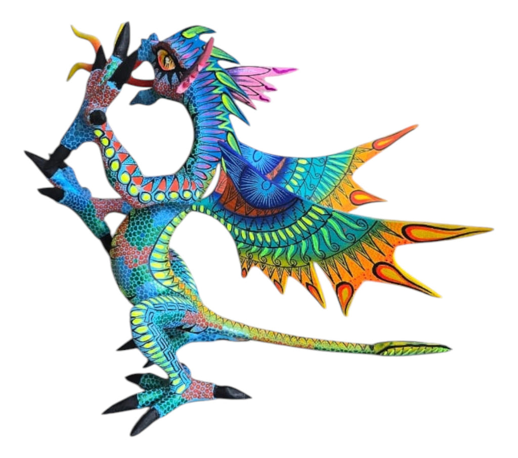 Dragon Alebrije De Oaxaca Pintado A Mano 25 Cm