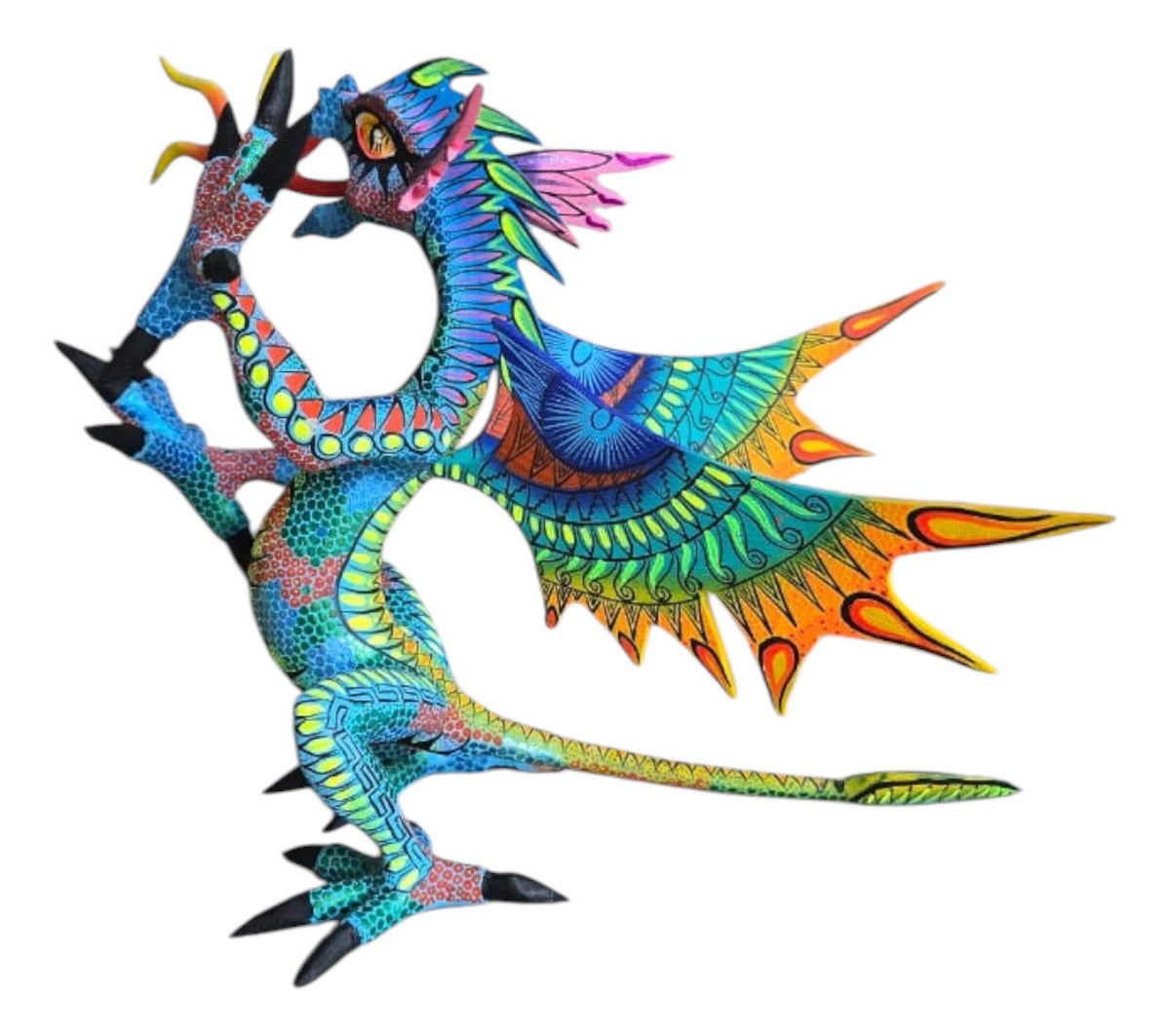 Dragon Alebrije De Oaxaca Pintado A Mano 25 Cm