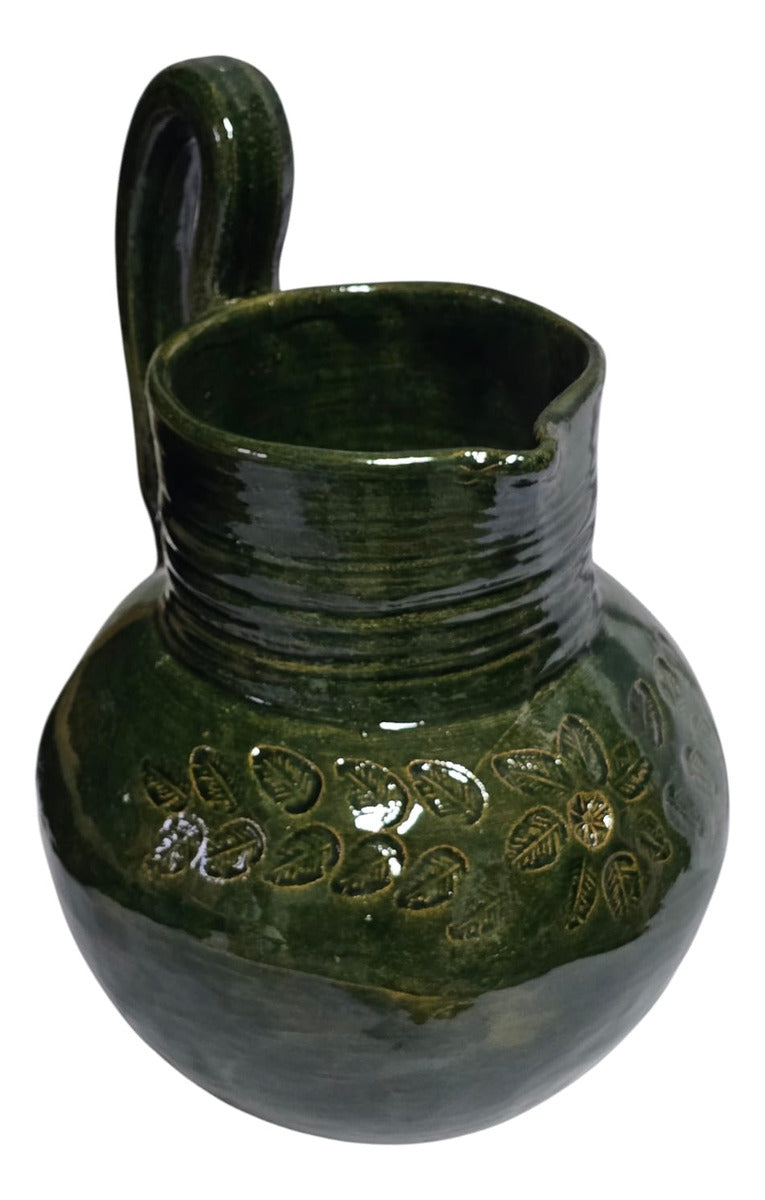 Jarra Chocolatera Grande Barro Atzompa Oaxaca 2.5 L 30cm
