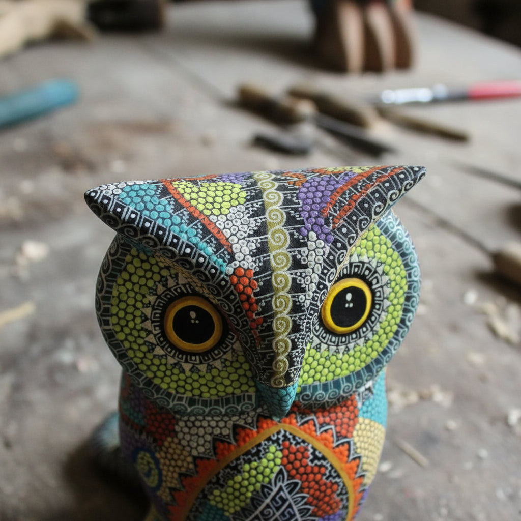 Alebrije Búho Oaxaca Alas Extendidas 37cm
