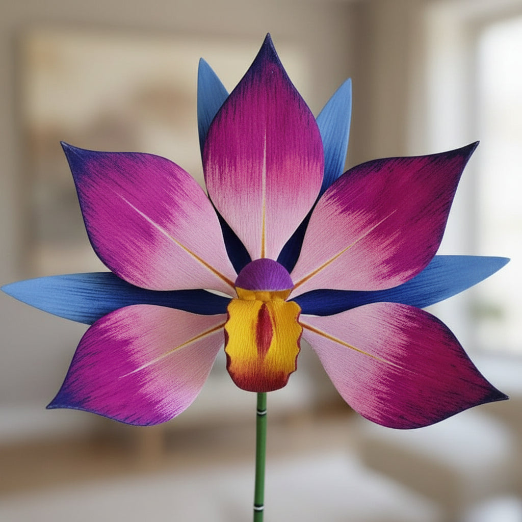 Flor Orquídea Madera Copal Oaxaca Artesanal 82cm