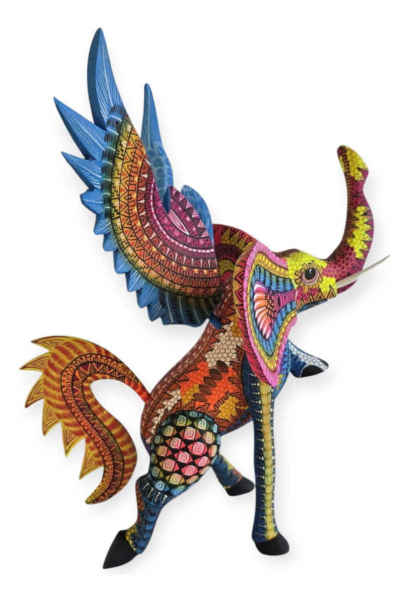 Alebrije Elefante Alado Oaxaca Multicolor 32cm