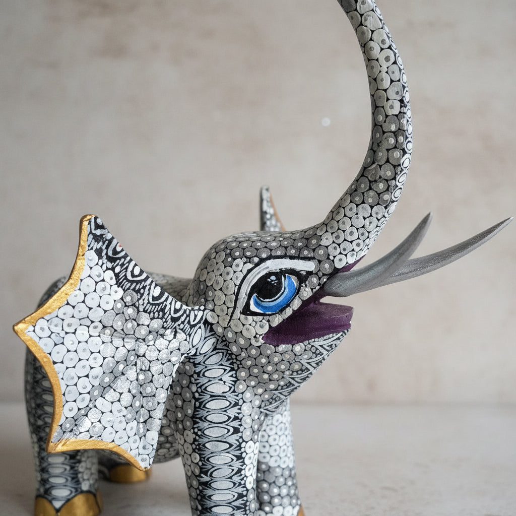 Elefante Alebrije De Oaxaca Pintado A Mano 22cm