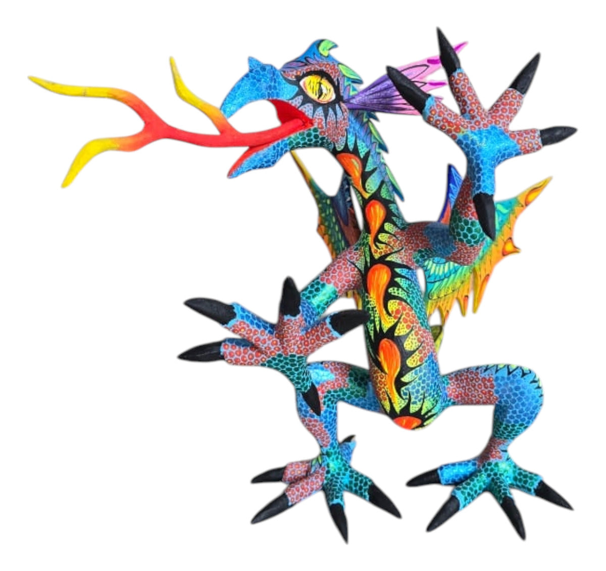 Dragon Alebrije De Oaxaca Pintado A Mano 25 Cm