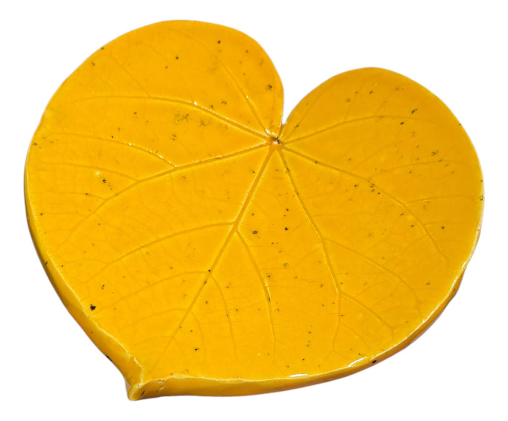 Plato Hoja Tulipán Chico Barro Atzompa Oaxaca Amarillo 15cm