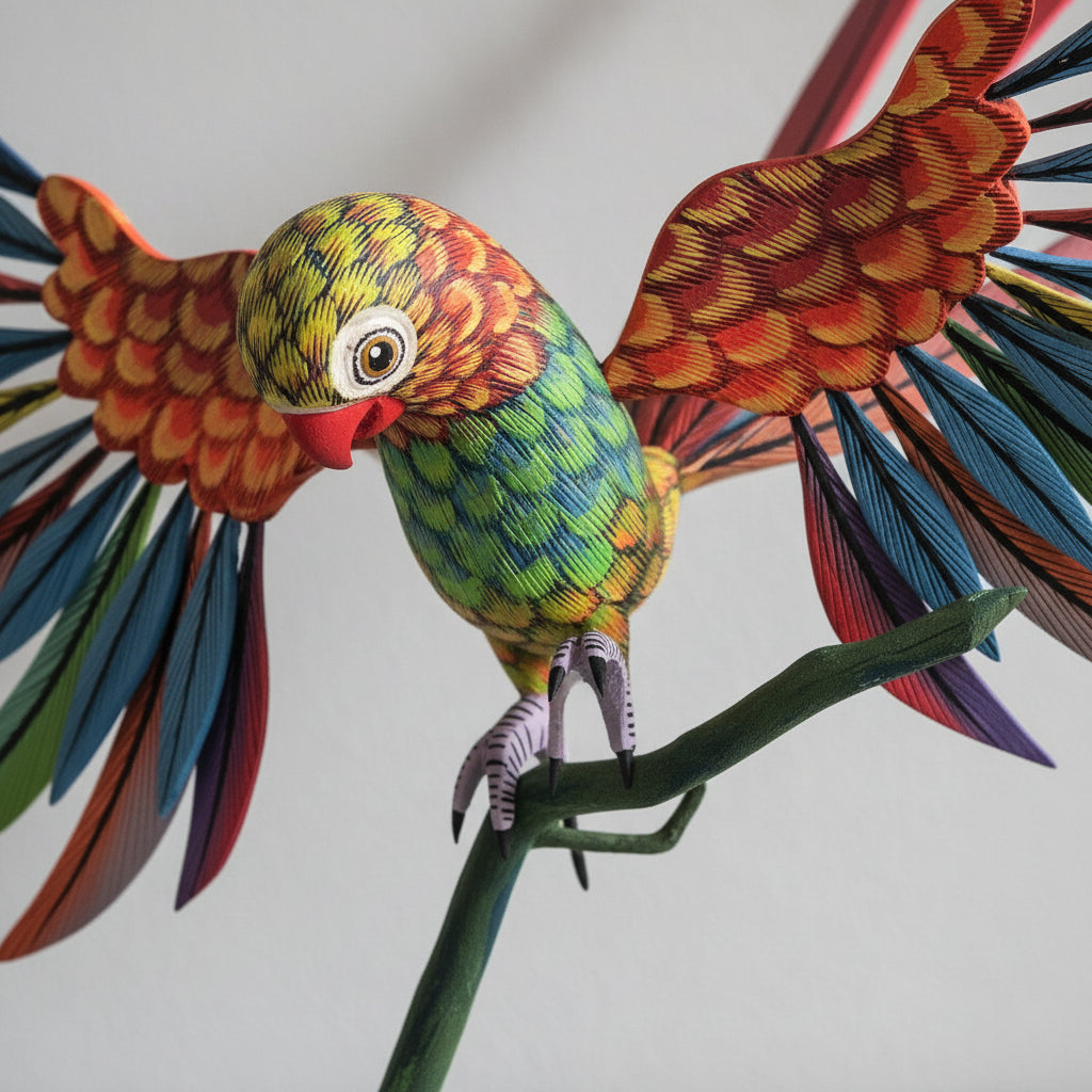 Perico Alebrije De Oaxaca Pintado A Mano 32 Cm