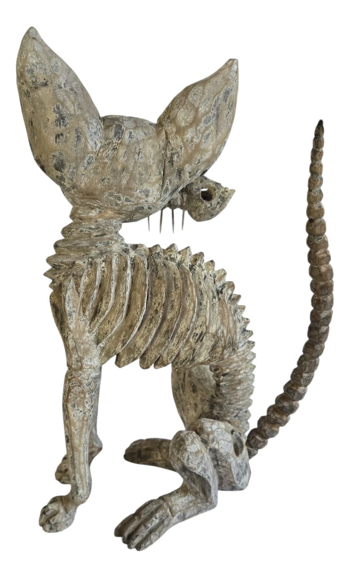Alebrije Gato Esqueleto Oaxaca 34cm