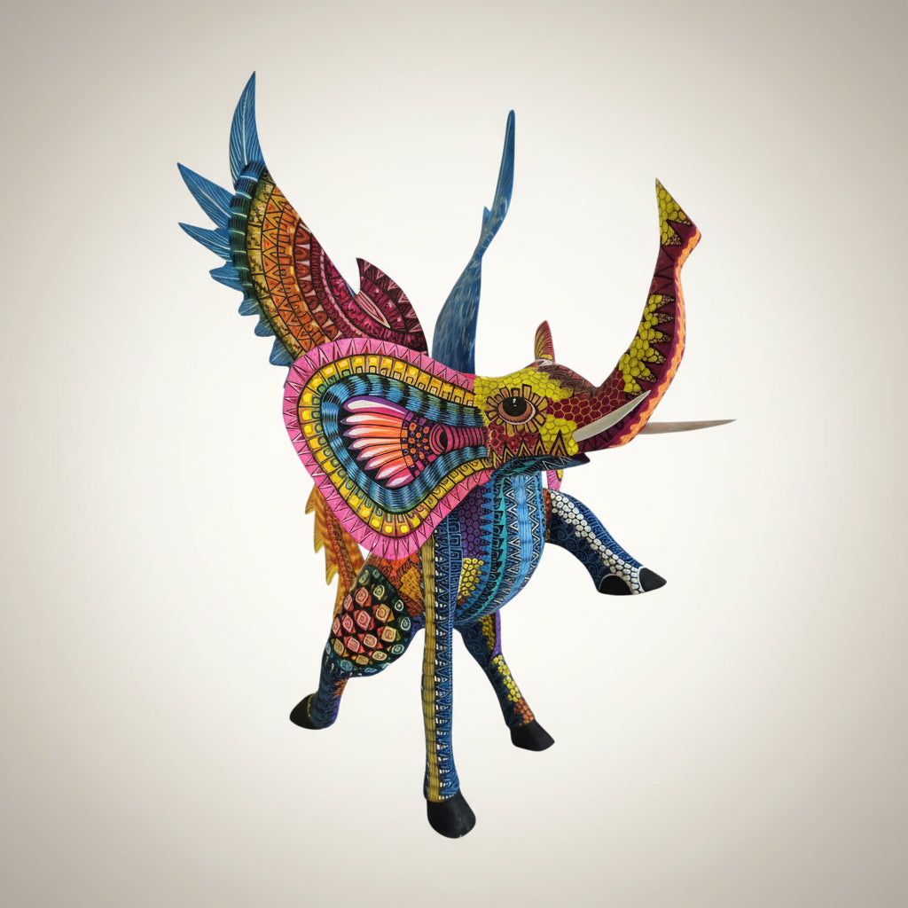 Alebrije Elefante Alado Oaxaca Multicolor 32cm