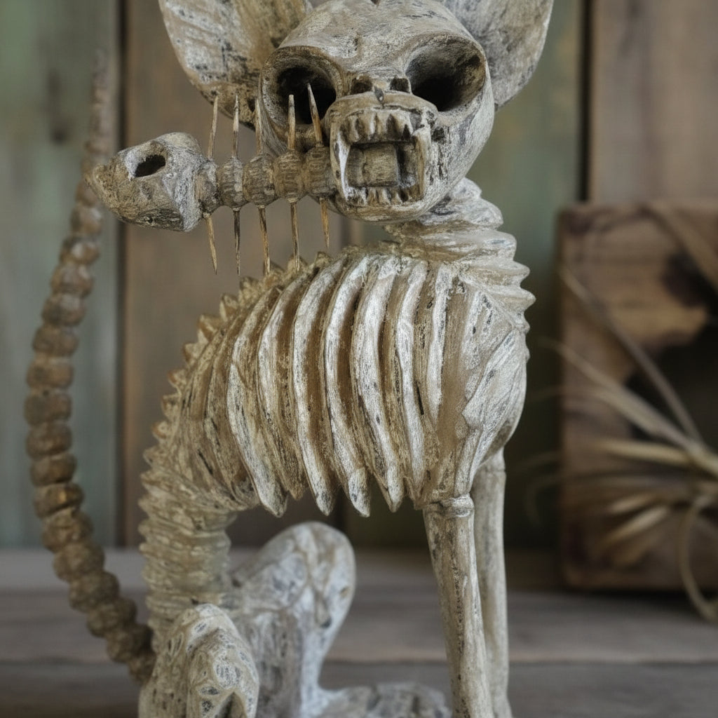 Alebrije Gato Esqueleto Oaxaca 34cm