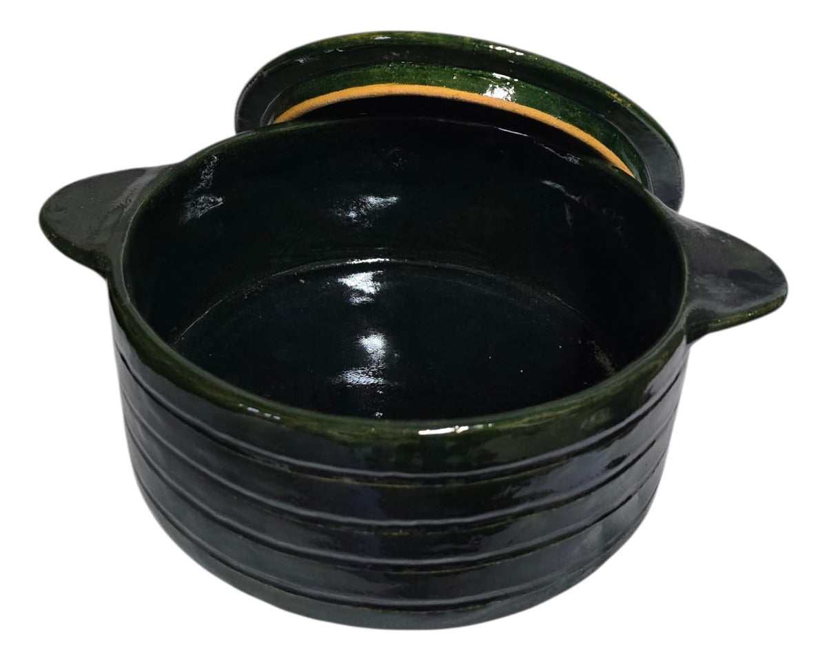 Olla Barro Atzompa Oaxaca Anillada Tapa 3.5 Litros 26cm