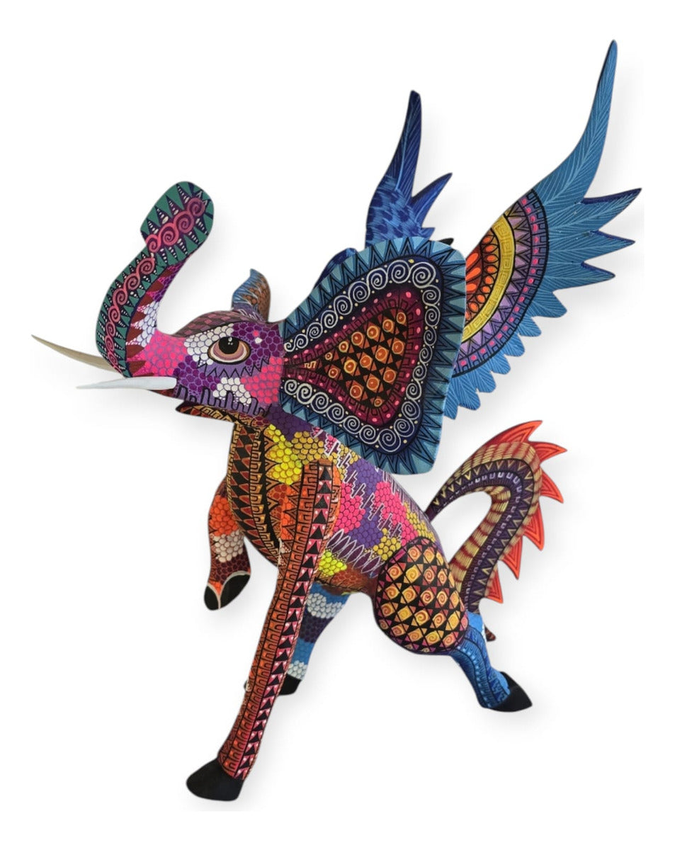 Alebrije Elefante Alado Oaxaca Multicolor 32cm