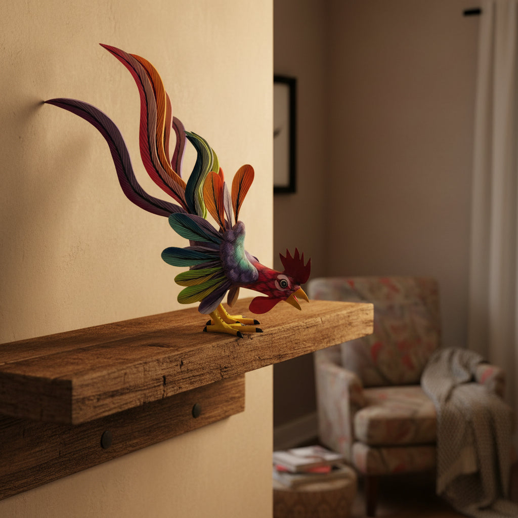 Gallo Alebrije De Oaxaca Pintado A Mano 27 Cm