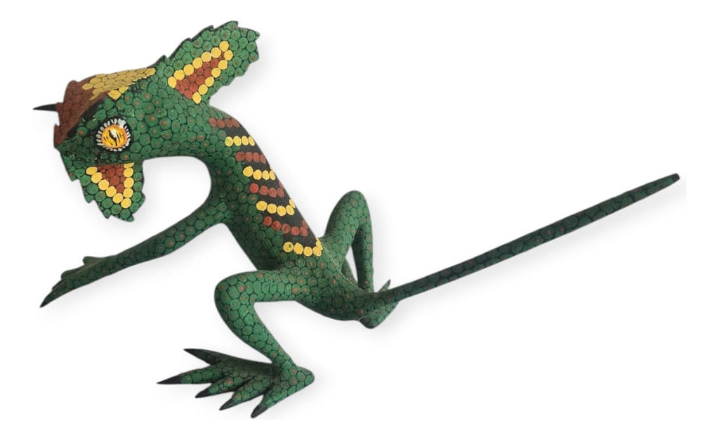Alebrije Iguana Oaxaca Blanco Negro 24cm