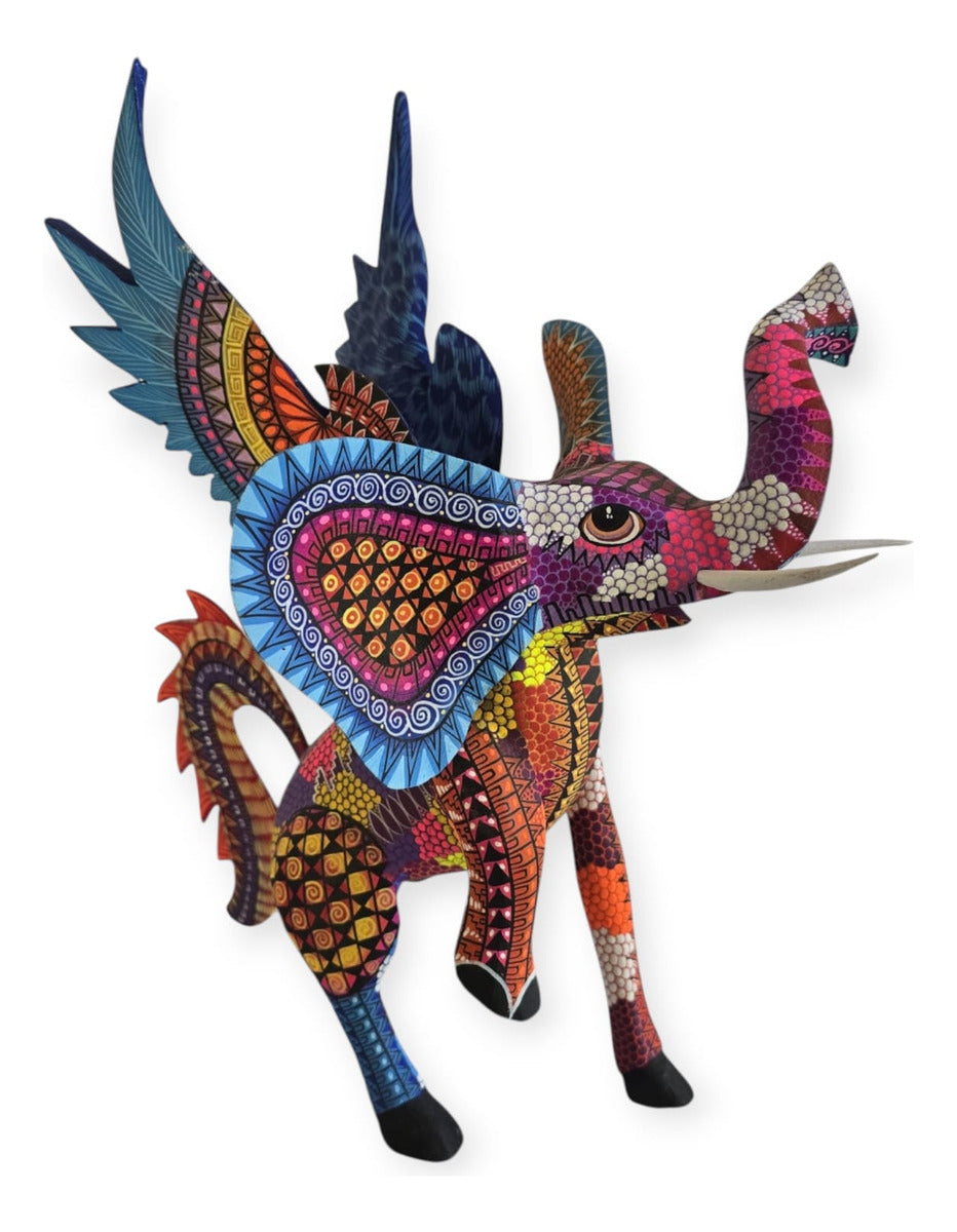 Alebrije Elefante Alado Oaxaca Multicolor 32cm