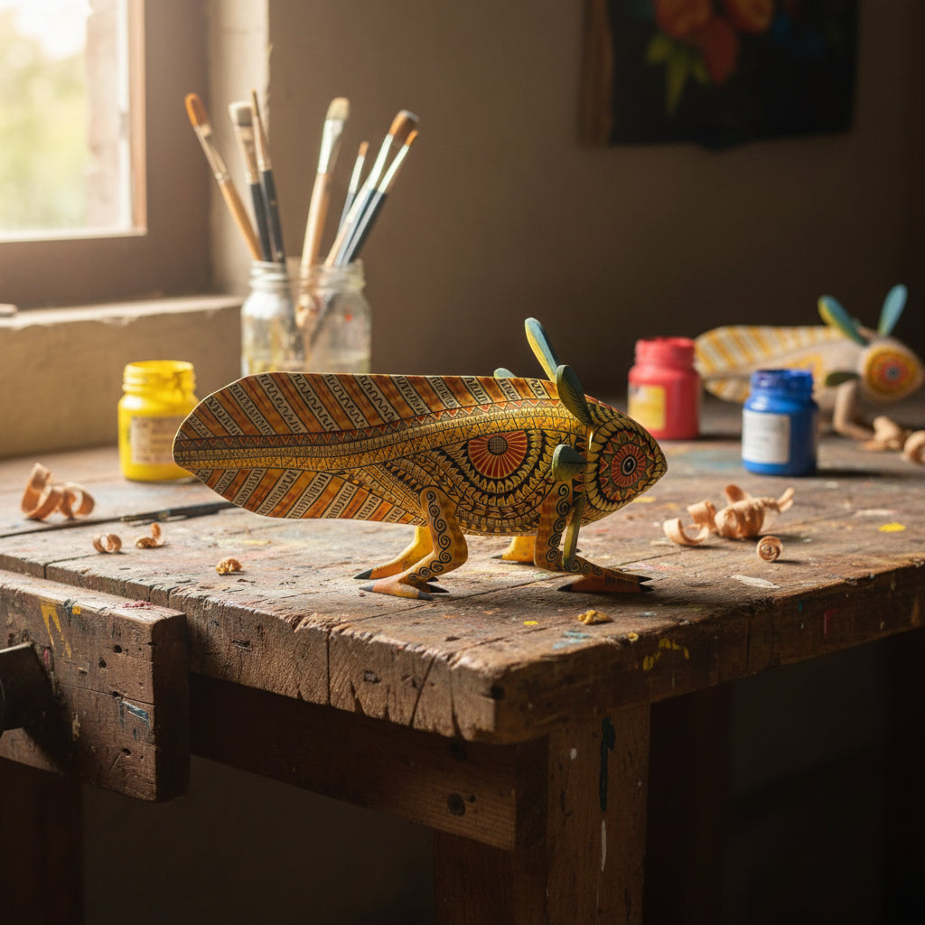 Alebrije Ajolote Oaxaca Amarillo 35cm