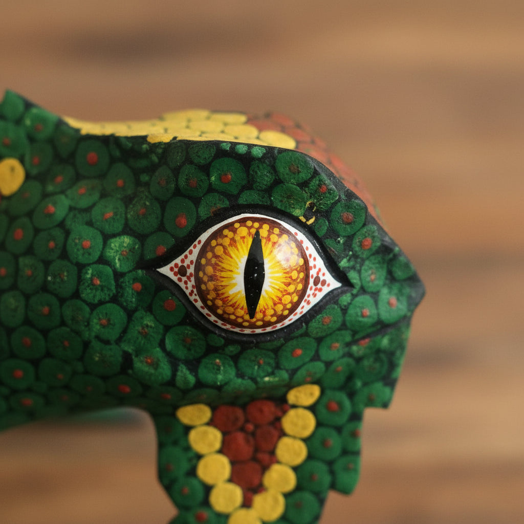 Alebrije Iguana Oaxaca Blanco Negro 24cm