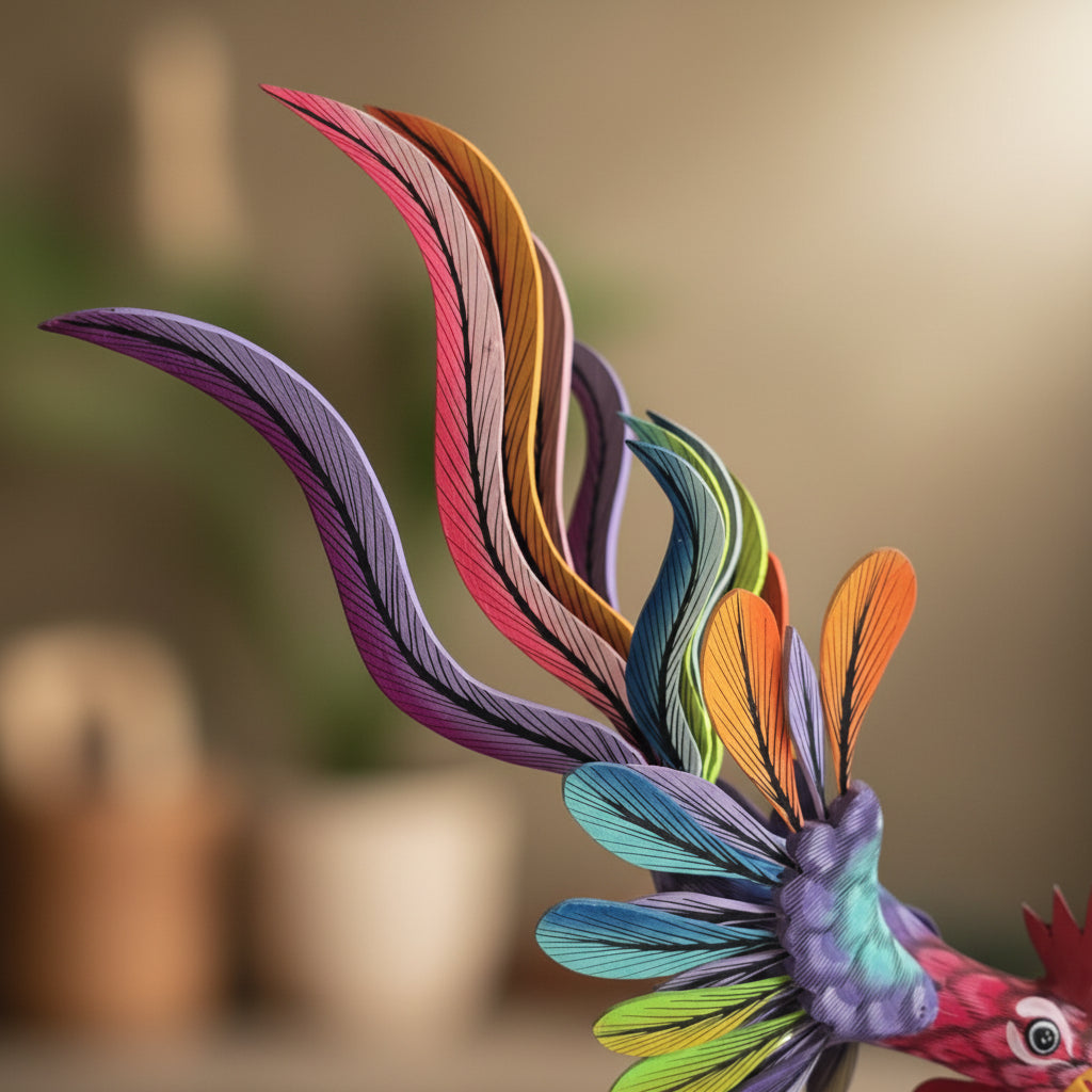 Gallo Alebrije De Oaxaca Pintado A Mano 27 Cm