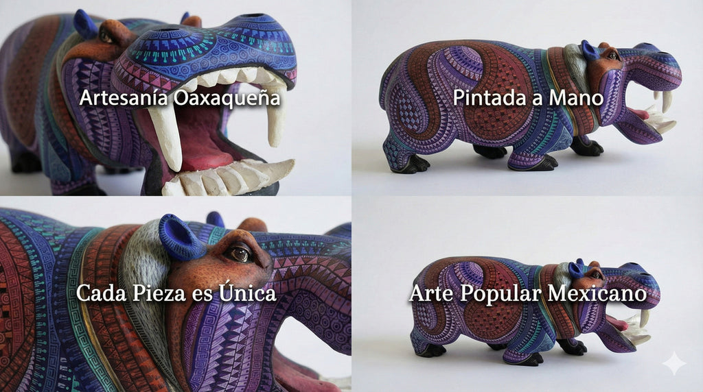 Alebrije Hipopotamo Oaxaca Multicolor 37cm