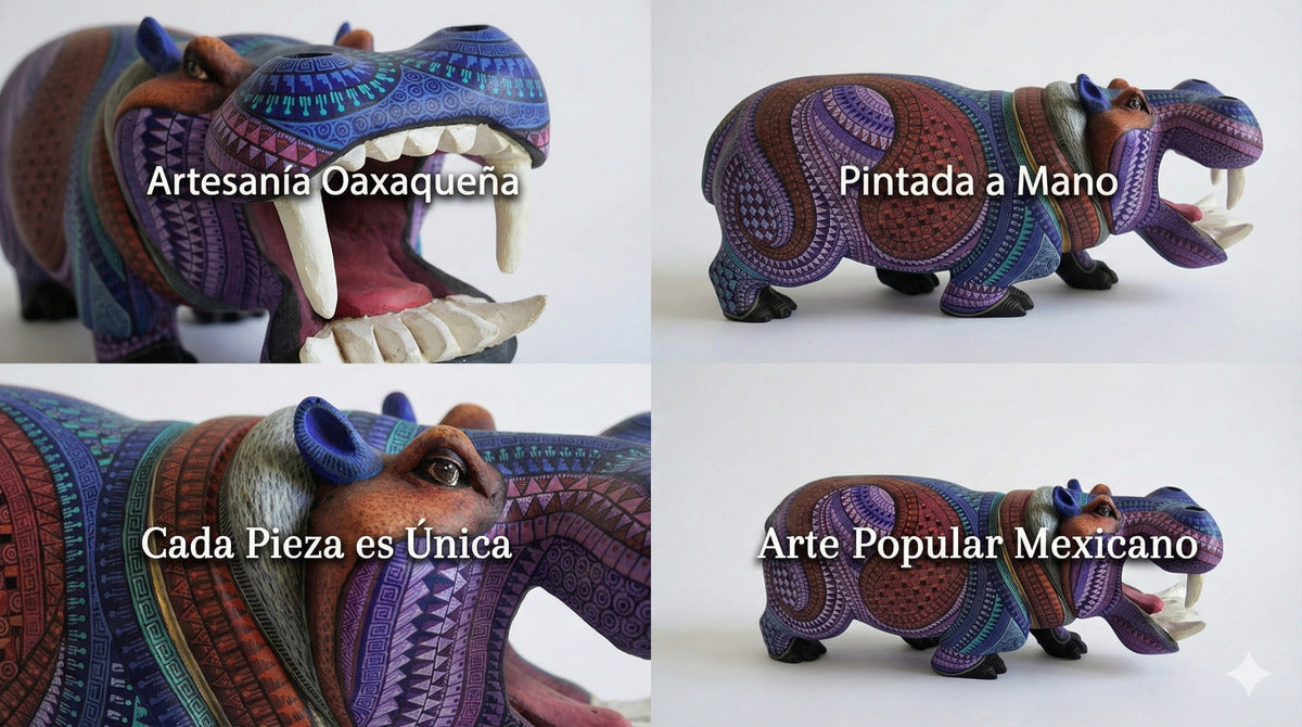 Alebrije Hipopotamo Oaxaca Multicolor 37cm